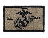USMC EGA Patch Fully Embroidered United States Marine Corps Tactical Velcro Morale Tags (Coyote and Black)