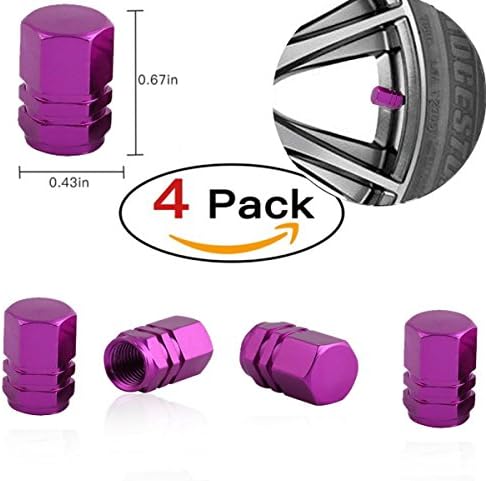 Valve Caps Prevent Corrosion, Car Dust Cover, Universal Aluminum Alloy Wheel Tire Air Caps Valve Stem Cover For Car/Motorcycle,Air Leakproof And Protection Your Valve Stem (PURPLE 4 Pcs/Set)