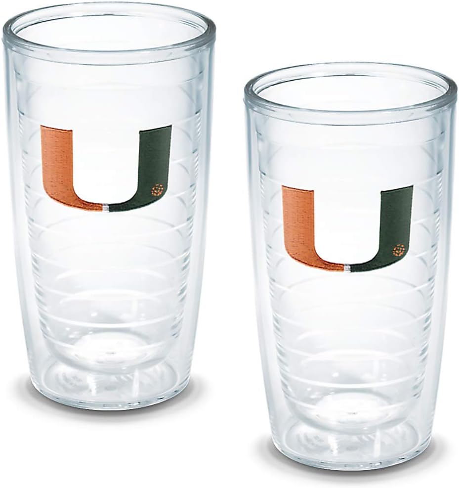 Tervis 1020358 Miami University of Emblem Tumbler, Set of 2, 16 oz, Clear