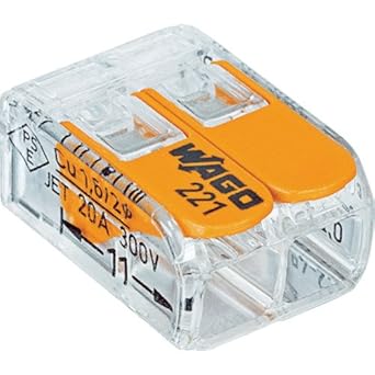 Wago 221-412 Verbindungsklemme 2 Leiter mit Betätigungshebel 0,2-4 qmm kleine Bauform, transparent, 100 Stück