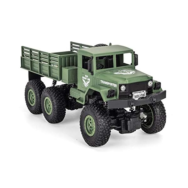 fllyingu Ferngesteuerter LKW, 2,4 Ghz 4WD Off Road RC Militär LKW Transporter mit Licht, wiederaufladbare 1:18…