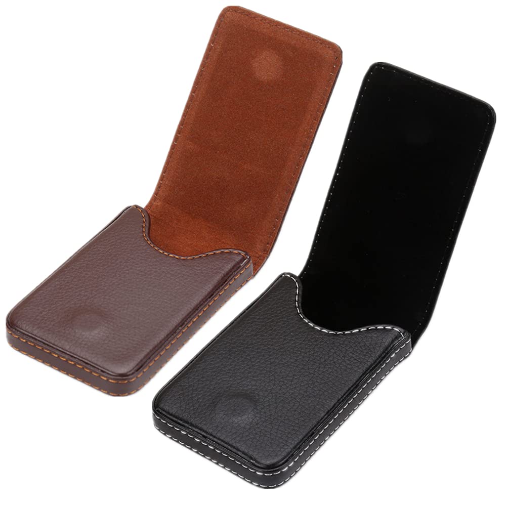 Spydge 2 Pieces Business Card Case PU Leather Business Card Holder Luxury Black and Brown Name Card Case with Magnetic Shut for Men & Women
