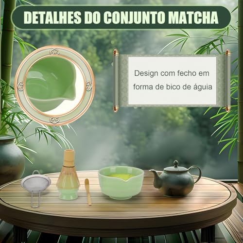 Kit 5 Conjunto Matcha, Kit Completo de Cerimônia do Chá Matcha, Ferramentas de Cerimônia de Chá, Conjunto de Chá Artesanal Batedor
