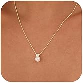 Pearl Necklaces for Women Trendy,Dainty Gold Necklace 14K Gold Plated Pearl Pendant Necklace Single Pearl Necklace Cute Choker Necklace Gold Lariat Necklace Simple Chain Necklace Bridal Gifts
