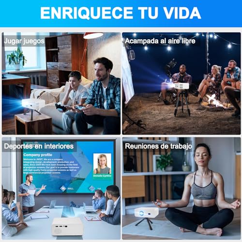 Proyector Portátil Actualizado, Proyectores WiFi Incorporado Sistema 11.0 Mini Proyector Soporte 4K, Bluetooth 5.2 Proyectores con Trípode 2.4G/5G, WiFi 6, Compatible iOS y Android Móvil /PC/PS4/PS5