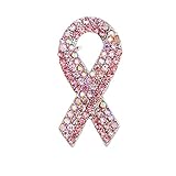 Crystal Embedded Breast Cancer Awareness Pink Ribbon Brooch