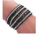 Ikevan Women Bohemian Bracelet Woven Braided Handmade Wrap Cuff Magnetic Clasp (Black)