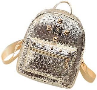 Women Backpack Mini Rivet Backpack Cute Leather Backpack Mini Backpack Purse For Women (Golden)
