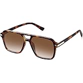 Fozono Retro Aviator Sunglasses for Women Men Trendy Classic Square 70s 80s 90s Vintage Shades Double Bridge Aviators FZN813
