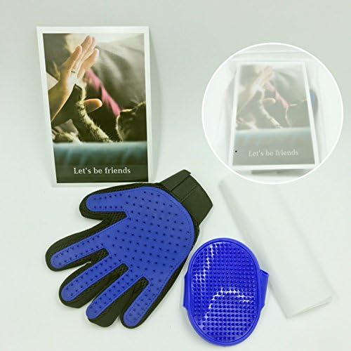 Pet Garden Pet Hair Remover Gloves - Gentle Deshedding Brush and Efficient Pet Hair Remover - Bath Brush Perfect for Dogs &amp; Cats,Horses with Short &amp; Long Hair-Right gloves and Bath Brush