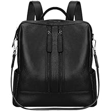 S-ZONE Lightweight Women Genuine Leather Backpack Casual Shoulder Bag Purse Medium