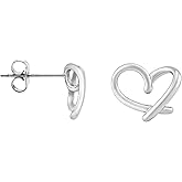 SOFIA MILANI - Solid 925 Sterling Silver Earrings for Women - Plain Heart Stud Earrings - 20641