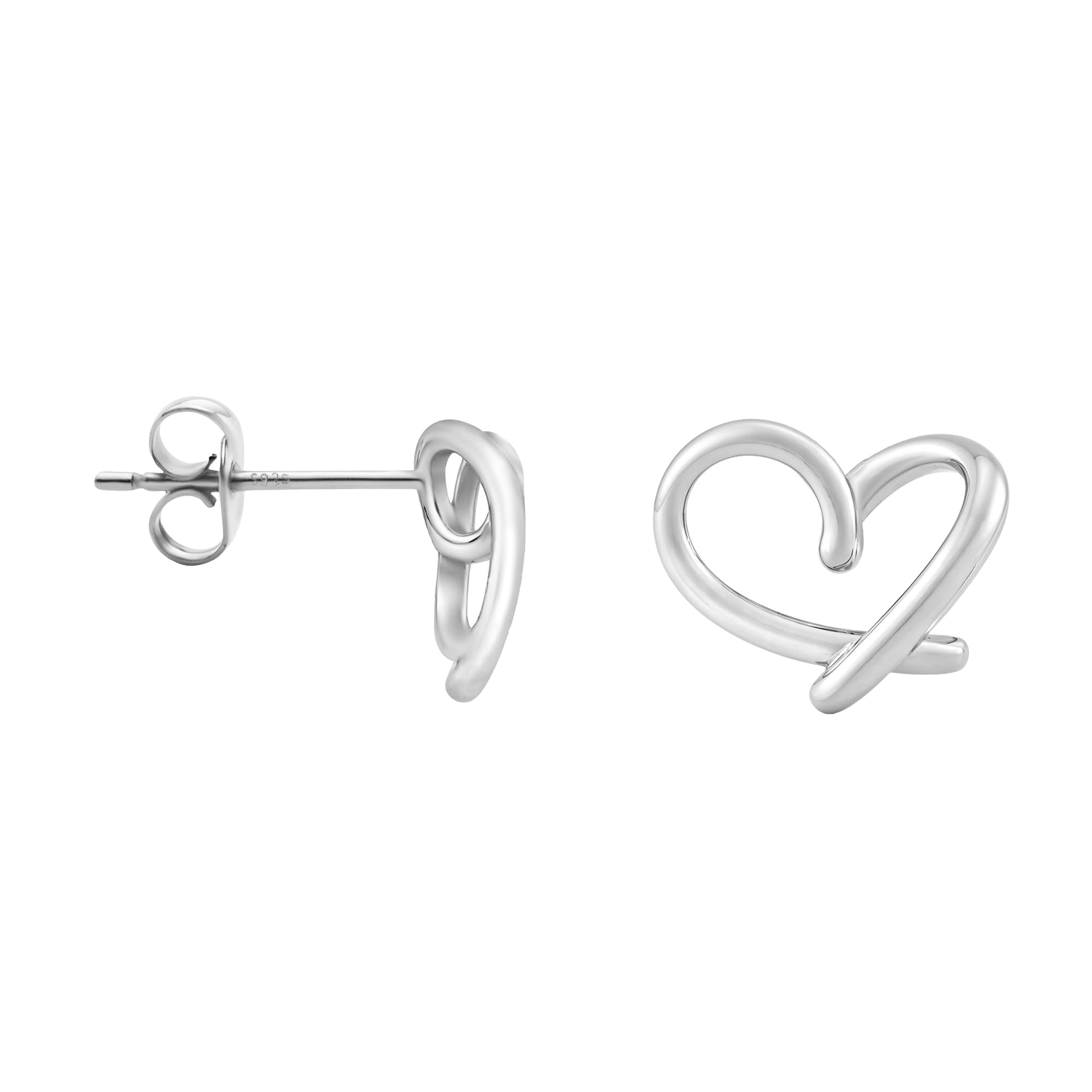 SOFIA MILANI - Women's Earrings 925 Silver - Plain Heart Stud Earrings - 20641