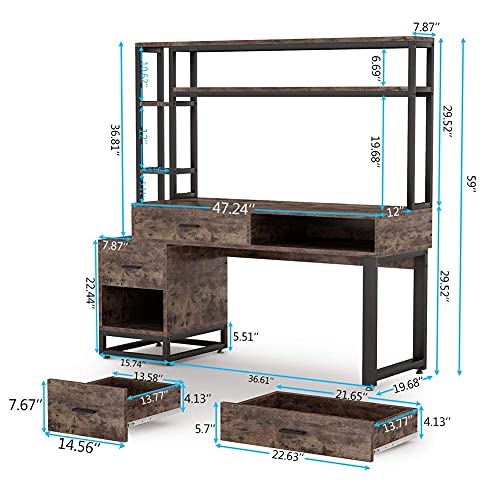 Tribesigns 55 Inch Computer Office Desk with 4 Drawers and Storage