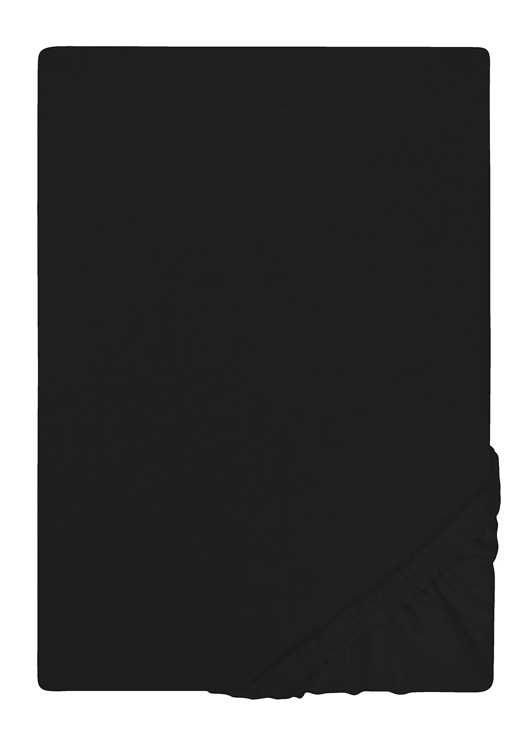 Biberna 77155/001/040 Jersey Stretch Fitted Bed Sheet, black, 140 x 200 cm - 160 x 200 cm