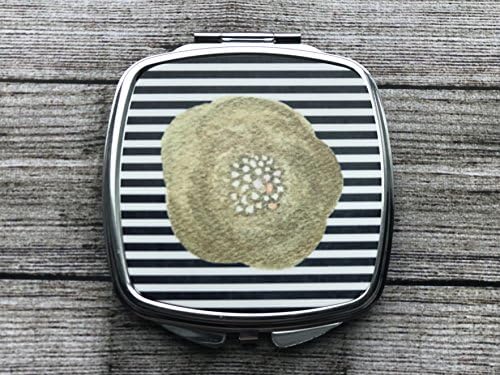 Faux Gold Flower and Stripes Silver Makeup Handbag Compact Mirror - Unique Bridal Shower Gift!