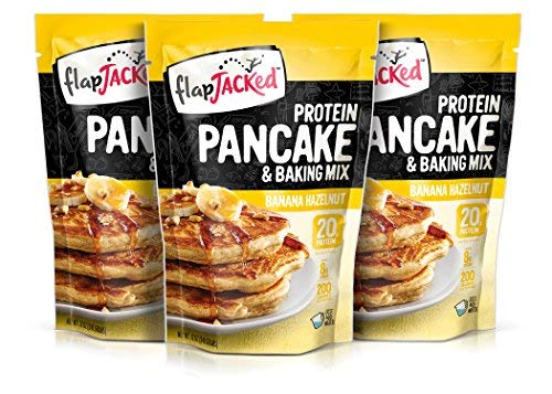 FlapJacked High Protein Pancake & Baking Mix, Banana Hazelnut | 12oz, 3 Pack | 20g Protein | Low Carb | High Fiber