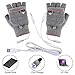 Heating Gloves,Gallity Women Men USB Heated Mitten Half Finger Winter Warm Knit Hand Gloves with Covers (A)
