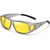 Tnnaiko Night Driving Glasses for Men Women, Night Vision Glasses Fit Over Glasses Sunglasses Anti Glare Polarized HD