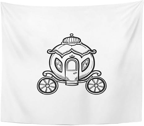 N\A Esquema de Carro de Cuento de Hadas de Dibujos Animados Doodle