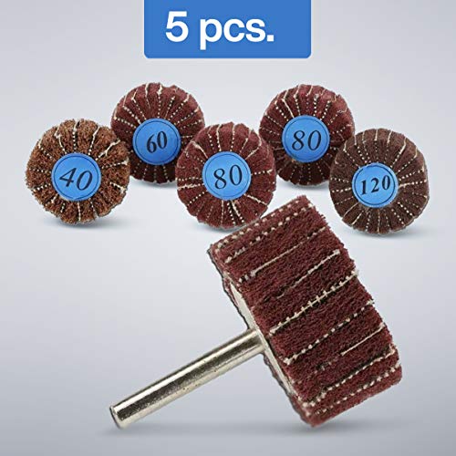 Katzco Flapper Wheel Buffing Flap Wheels 5 pieces 2 x 1 Inch Heavy