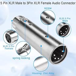 QIANRENON 5Pin XLR to 3Pin XLR DMX Converter