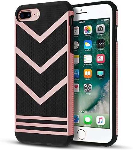 iPhone 7 Plus Case, iPhone 8 Plus Case, LOEV Non-slip Slim Fit [Stylish Design] [Double Protection] Anti-scratch Soft Rubber Bumper Protective Cover for Apple iPhone 7/8 Plus 5.5" - Rose Gold Chevron