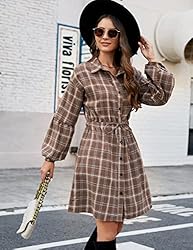 Blooming Jelly Womens Plaid Shirts Flannel Puff