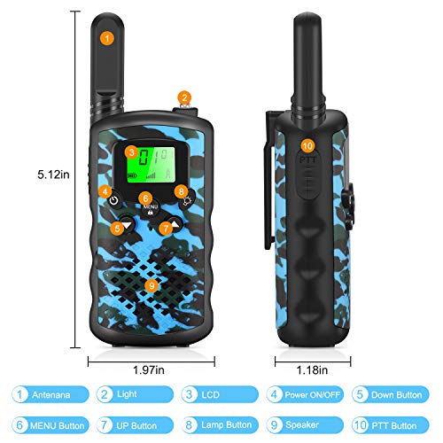 Walkie Talkies for Kids, Camouflage Walkie-talkies 22 Channel 4 KM Long Range 2 Way Radio with Automatic Squelch Function Flashlight Outdoor Toys Adventures Camping Hiking Gifts for 5-12 Year Old