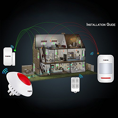 Fuers Standalone Home Office & Shop Security Alarm System Kit,Wireless Indoor Strobe Flashing Siren with Remote Key Fob and Door Contact Sensor