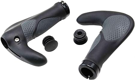 P4B 3-Komponenten SCHRAUBGRIFF mit BAR Ends Schraub-Griff-Ergo Bar-ends-138/138-velo, Schwarz/Grau, 138 mm lang