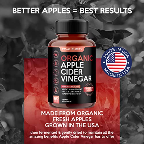 100 Organic Raw Apple Cider Vinegar Capsules Natural Detox Gut Cleanse & Healthy Digestion