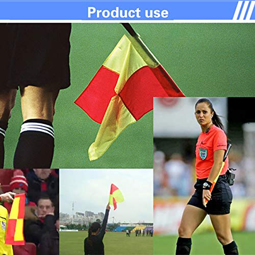 Dalkeyie 1Pair Soccer Referee Flags Professional Fair Play Football Linesman Flags with Storage Bag Sports Game Referee Equipment(Yellow&red)