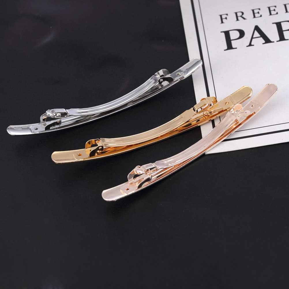 Lurrose 6pcs Slim Long Spring Hair Clips Smooth Surface Hair Clips Mental Hair Barrettes for Girls(Golden Brushed 2pcs + Silver Brushed 2pcs + Rose Gold Brushed 2pcs) - Image 4