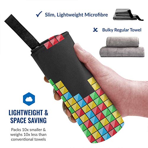 JOCHUAN-Color-Game-Three-dimensional-Block-Russian-Tetris-2-Pack-Microfiber-Towel-Travel-Beach-Towel-For-Boys-Set-Fast-Drying-Best-For-Gym-Travel-Backpacking-Yoga-Fitnes