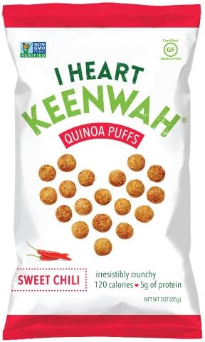 I Heart Keenwah Quinoa Puffs, Sweet Chili, 3 Ounce, Vegan, Gluten Free