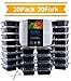 Mealcon Plastic Meal prep containers 3 Compartment, Black