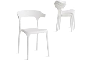 Xdeco Modern Stackable Dining Chair Set, No Assembly, Plastic Chair, Patio Chair, Suitable for Indoor and Outdoor Cafes and Restaurants, Set of 4 (Cloud White)