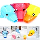 Rustark 3Pcs Cartoon Faucet Extender Sink Handle Extender for Toddler, Baby, Children Safe and Fun Hand-washing Solution (Set of 3, Yellow Duck, Pink Elephant, Blue Dolphin)