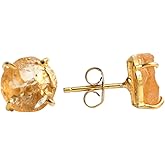 Gempires Natural Raw Prong Setting Stud Earrings, 8-10 mm Crystals Earring, Handmade Jewelry, Gift for Her