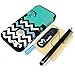 iPhone 5 Case, MagicMobile Hybrid Impact Shockproof Cover Hard Armor Shell and Soft Silicone Skin Layer [Chevron Pattern with Heart Anchor Design Color: Black - Turquoise ]