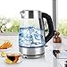 Cusimax BPA-Free Electric Kettle - 1.7L Glass Electric Kettle - Led Illuminating Cordless Water Kettle with UK Strix Control - Auto Shut-Off - Boil-dry Protection - CMWK-150G