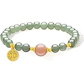 ZHOU LIU FU Sterling Silver Beaded Bracelet Crystal Stretch Bracelets Natural Jasper Beads Bangle Healing Sunstone Charm Adjustable Elastic Cuff Protection Jewelry Stackable Good Luck Gifts for Women J1911622