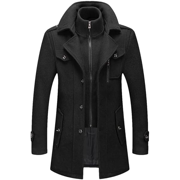 Men Trench Coat Middle Long Jacket Male Double Collar Zipper Solid
