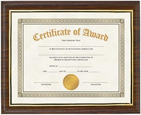 Victory Light Walnut Finish Award Plaque with Insertable Document Display, 4-Pack, 4, 4 Count