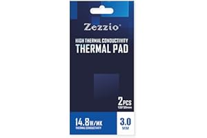 Zezzio New 14.8 W/mK Silicone Thermal Pad for Heatsink GPU CPU RAM SSD LED Cooler IC Chipset Cooling (2pcs 120x20x3mm)