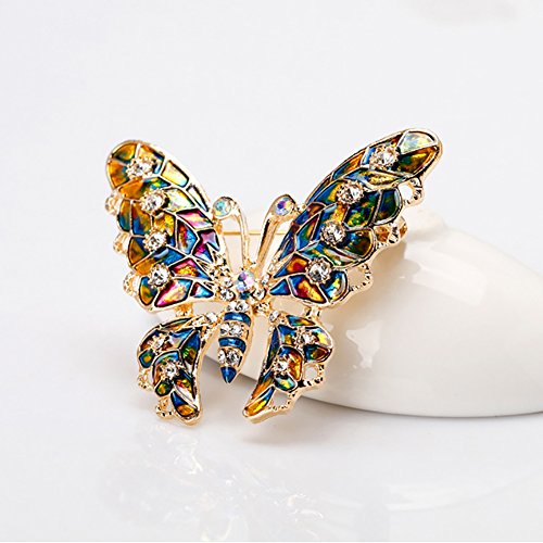 Afco Women Butterfly Rhinestone Brooch Pin,Colorful Metal Lapel Broochpin Dress Jewelry Decor