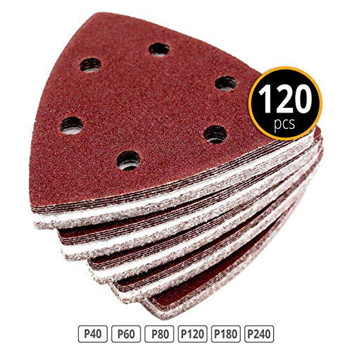 Triángulos de Molienda Delta │ 120 piezas │ 6 agujeros │ 93 x 93 x 93 mm │ Mixpack (20 x grano 40/60/80/120/180/240 cada… - Imagen 4