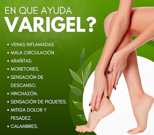 Sin Dolor Gel para Piernas Cansadas y Varices - Varigel 225 gr - Mala circulación y Arañitas - Con Castaño de Indias y Hammamelis