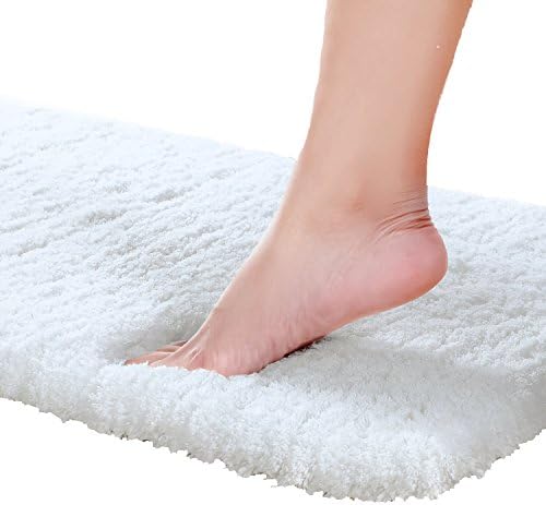 SENDAMALL Super Cozy Microfiber Bath Mat Anti-Slip Rubber Bathroom Bedroom Livingroom Rugs Luxury Machine Washable Non Slip Carpet(White, 24"X16")